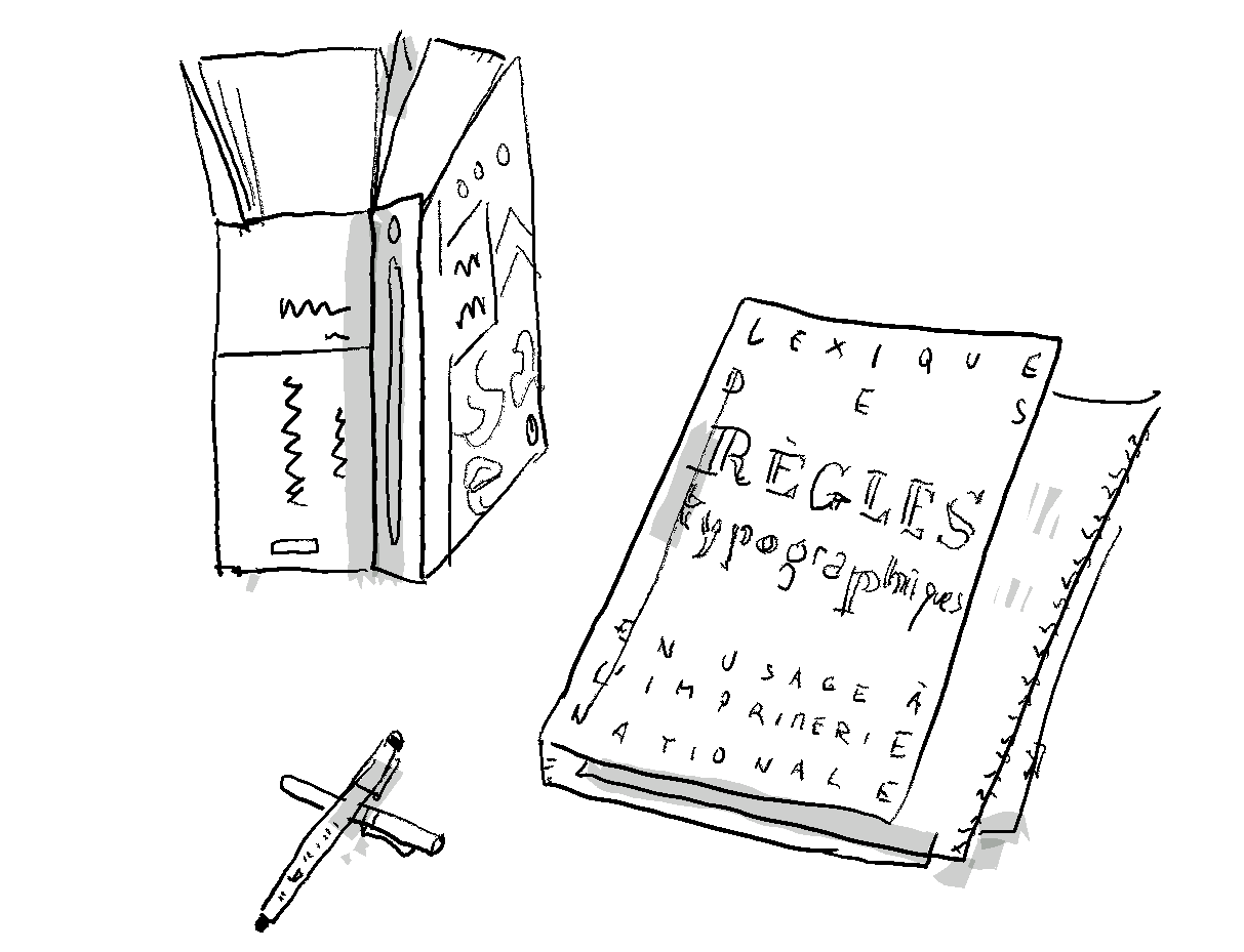 Une grammaire, de stylos et du lexique des règles typographiques